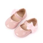 Sawimlgy Baby Girls Bowknot Mary Jane Flats PU Leather Wedding Party Princess Ballet Shoe Infant Non Slip Sole Prewalker Toddler First Crib Shoes