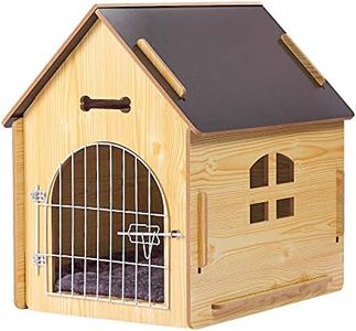 DREAMSOULE Wooden Pet House with Roof for Dogs Indoor and Outdoor Use, Easy Assemble Breathable Dog Crate for Small Medium Dog Cat, Dog Kennel for Playing and Resting