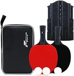 Fortitude Sports Table Tennis Set With Net | Ping Pong Set With 2 Rackets, 3 Balls and Portable Table Tennis Net | Table Tennis Bats and Balls with Retractable Net For Dining Table (Black Net)