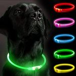 Light Up Dog Collar for The Dark, Dog Collar Light with USB Rechargeable, Led Dog Collar, Adjustable Flashing Puppy Collars with Three Light Modes, Basic Collar (Green)