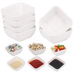 YBCPACK Square Ceramic Dipping Bowls, 3oz, Set of 6 - Durable and Long-lasting, Small Soy Sauce Dish Perfect for Dips, Snacks, Tapas, and Nibbles