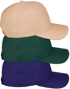 Daxton Premium Mid Profile Hat Semi Curved Visor Structured Cap 3 Pack - Navy,Hunter,Khaki