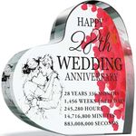 28th Anniversary Plaque Gifts for Wife Husband - Happy 28th Wedding Anniversary - I Love You Romantic Acrylic Heart Gift For Women Men, 100mm x 100mm Present For Couples Twenty-Eighth Anniversaries