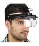 Shuang NX Adjustable Loupe ABS Headband Magnifying Glass with 4 LEDs Light Lamp 1.2X 1.8X 2.5X 3.5X Lens (Black)