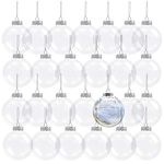 Kingrol 30 Pack 3.15 Inch Clear Plastic Fillable Ornament Balls, for DIY Craft Projects, Christmas, Wedding, Party, Home Decor