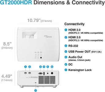 Optoma GT2000HDR 4K UHD Short Throw Projector – HDR, Home Theater