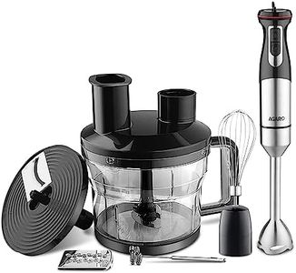 AGARO Grand Plus 6 in 1 Hand Blender 1000W, 100% Copper Motor, 2 Variable Speed Modes & Speed Regulator, Stainless Steel Blades, Chopper,Whisker,Multipurpose Jar, frother, slicer, shredder, Black