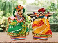 JH Gallery Handmade Recycled Material Rajasthani Kisan Dolls Decorative Figurines for Home Decor/Home Furnishing/Figurine/Idol/Gifting Idol (Multicolour, 11 x 11 cm)