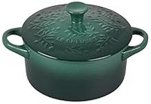 Le Creuset Olive Branch Collection Stoneware Mini Round Cocotte, 24 oz., Artichaut with Embossed Lid