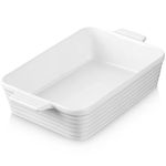 Jassceram Ceramic Casserole Dish, 4.9L Deep Rectangular Lasagna Pan Baking Dishes with Handles Large Porcelain Oven Safe Bakeware for Cooking Brownie Banquet Mac&Cheese-15.2"