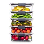 Rubbermaid Brilliance Food Storage Container, BPA-free Plastic, Medium, 3.2 Cup, 5-Pack, Clear