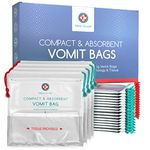 Medi Grade Absorbent Vomit Bags Disposable for Adults and Kids, 22pcs - Travel Essentials Leakproof Barf Bags with Tissues turn Vomit to Gel and Prevent Odor - Purse Essential Travel Size Sick Bags