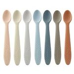 PandaEar 7 Pack Silicone Baby Feeding Spoons, First Stage Training Spoon Infant Utensils Feeding Supplies, BPA Free Gum-Friendly Soft Tip Baby Led Weaning Spoon