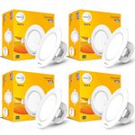 wipro Polycarbonate Alpha 10W Round Downlight Junction Box | Cool Day White (6500K) | Glare-Free Design |Recessed Down Light For False Ceiling | Cutout ? 3 Inch | Pack Of 4