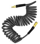YOTOO Polyurethane Recoil Air Hose 3/8" Inner Diameter by 25' Long with Bend Restrictor, Repairable 1/4" Industrial Quick Coupler and Plug, Gray