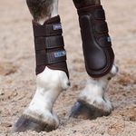 Masta Air-Flux Horse Brushing Boots - Training Neoprene Protective Wrap Boot for Horses with 3D AirMesh - Soft & Comfort Extremely Lightweight Legs Protectors - Set of 2 - Brown, Size Full