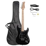 Bonnlo 39" Full Size Electric Guitar for Music Lover Beginner with Accessories Pack Guitar Bag (Black)