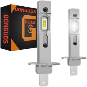 QONGUDS H1 Bulb, 20000LM 500% Super Brighter, 1:1 Size H1 Fog Light H1 Bulbs, 50000Hrs Lifespan, 6500K White, Plug and Play, H1 Low and High Beam Pack of 2 (H1)