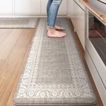 LEEVAN Kitchen Rug Set of 2, Cushioned Kitchen Floor Mats for Sink, Grey Anti Fatigue Waterproof Kitchen Rugs Non Slip, Memory Foam Kitchen Mat for Bar,Standing,Laundry,Office