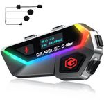 gearelec Motorcycle Helmet Headset 1500mAh, GMAX 2-6 Riders Communication Motorbike Intercom Helmet Bluetooth Headset, 3D HiFi Stereo V5.2BT motorcycle intercom with Guide Screen and 7 Cool Lights