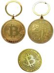 BTC Coin 2 Pack Gold Bitcoin Coin and Bitcoin Keychain Bitcoin Coin Gold Plated Commemorative Souvenir Gift