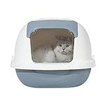 AllPetSolutions Cat Litter box - Plastic Kitty Litter Pen with Front Door Flap, Carbon Filter - Toilet Enclosure with Scoop Holder - Pet Supplies for Housetraining - 52.1x42.7x41.4cm - White & Grey