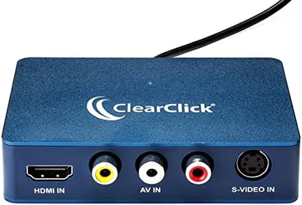 ClearClick Video to USB 1080P Audio Video Capture & Live Streaming Device - Input HDMI, AV, RCA, S-Video, VCR, VHS, Camcorder, Video8, Hi8, DVD, Gaming Systems - USB-C Plug & Play