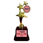 Yaya Cafe Mothers Day to The Best Mom Dad Printed Star Award Trophy Birthday - Golden, Alloy