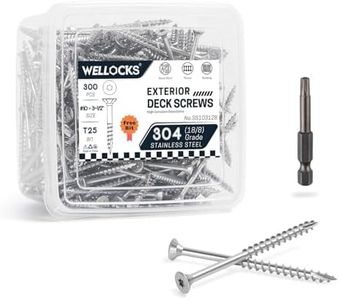 WELLOCKS Deck Screws 304 Stainless Steel #10×3-1/2" 300 PCS with T25 Star Torx Drive Flat Head Wood Screws High Corrosion Resistance for Outdoor Wood Fence(SS10312B)