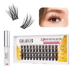 CALAILIS Individual Lashes, DIY Eyelash Extensions, Super Thin Glue-based Band, Natural Look Reusable,11/13/13/15mm, Lasting for 48 Hours Individual DIY Eyelashes(01YS)