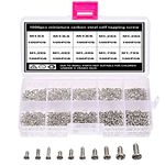 TAIANJI 1000 Pcs Micro Screws Set M1 M1.2 M1.4 M1.7 Screws Mini Round Philips Head Screws Kit Small Self Tapping Screws for Glasses, Watches, Phones, Cameras, Laptops etc(Silver, 10 Sizes)