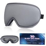 SUSNUAN Sleep Eye Mask, 3D Contoured Sleep Mask Light Blocking Sleep Mask for Women and Men, Soft and Comfortable Night Eye Blinder, Suitable for Travel, Lunch Breaks, Sleeping, Meditation (Grey)