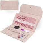 TRILVIX Circular Knitting Needles Set, 13 Pairs Interchangeable Knitting Needles 3mm-10mm with 4 Cables, Accessories & Pink Storage Bag, 4 Inch Aluminum Knitting Needles US Size 2~15