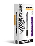 Zebra Pen Jimnie Roller Ball Stick Gel Pen, Black Ink, Medium Point, 0.7mm, 12-Count (44110)