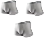 Generic Men's 100% Cotton Boxer Briefs (3-Pack) - Breathable, Absorbent Underwear for Workouts - Available in Black & Grey (CA/US, Alpha, Large, Regular, Regular, Grey)