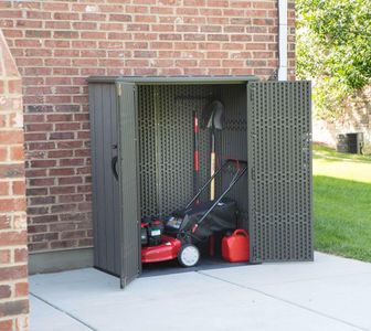 Lifetime Vertical Storage Shed, 53 Cu Ft – Brown Roof, 74x142x174 cm