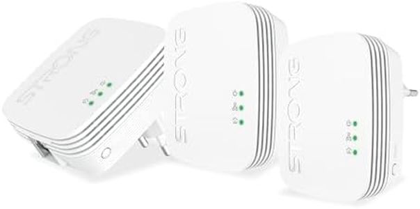 STRONG - Powerline 600 Triple Set Mini - 3 Powerline-Adapter 600 Mbps - Highspeed-Internetzugang - 300 m Reichweite - Für alle Boxen/Router - LAN-Anschluss - Plug & Play-Installation - weiß