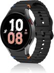 OBOE Silicone Strap 'Compatible with' Samsung Galaxy Watch 7 6 5 4 40/44mm Watch 6 Classic 43/47mm, Watch 5 Pro, Watch 4 Classic 42/46mm No Gap Threadline Design Strap (Black) [Watch NOT Included]