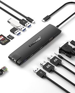 Lemorele 13 in 1 Laptop USB C Docking Station Dual Monitor Multiport Adapter HDMI Dock Triple Display with 2HDMI,VGA,2 10Gbps USB 3.1/2.0,USB C 3.1,PD,RJ45,SD/TF,3.5MM for HP,Surface,MacBook Laptops