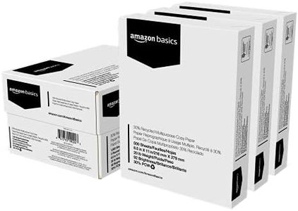 Amazon Basics 30% Recycled Multipurpose Copy Printer Paper, 8.5" x 11", 3 Reams, 1500 Count (Sheets), White