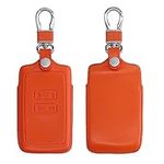 kwmobile Key Cover Compatible with Renault 4 Button Car Key Smart Key (only Keyless Go) - Real Leather Car Key Fob Protector - Orange