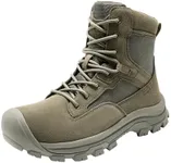 NORTIV 8 Men's Military Tactical Work Boots Leather Motorcycle Combat Boots, Army Green, 9