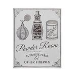 Premier Housewares Powder Room Vintage Metal Sign | Tin Wall Sign with Printing | Metal Wall Plaque Sign for Decoration | Traditional Wall Art Plaque for Bathroom, Dressing