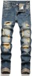 AITITIA Men's Ripped Regular Fit Jeans, 335 Blue, 28