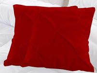 Set of 2 Pinch Pleated Euro Shams Throw Pillow Cushion Cover 100% Egyptian Cotton 600 Thread Count Super Soft Decorative Hotel Class Bedding (26X26 Inches, Blood Red)