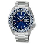 Seiko Stainless Steel Men 5 Sports Petrol Blue Dial 'Checker Flag' Analogue Special Edition-Srpk65K1, Bandcolor-Silver