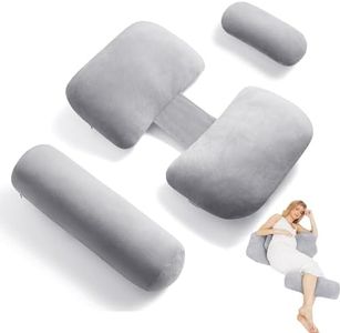 TokSay Pregnancy Pillows for Sleeping, 4PCS Maternity Pillow for Pregnant Women, Body Pillow Support for Back, Leg, Belly and Hip, with Washable Velvet Cover (Gray)