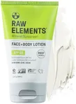 Raw Elements Certified Natural Sunscreen | Non-Nano Zinc Oxide, 95% Organic, Very Water Resistant, Reef Safe, Non-GMO, Cruelty Free, SPF 30+, All Ages Safe, Moisturizing, 3oz
