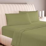 Carressa Linen 600 Thread Count Long Staple Soft Egyptian Cotton Sheet Set, 4 Piece Set, King Sheets, Upto 17 in Deep Pocket, Smooth & Soft Sateen Weave, Deep Pocket, Luxury Bedding, Sage Green