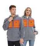 HENNCHEE Heated Hoodies for Men Women with Battery Pack, Zip Up Hooded Sweatshirts, Heating Jacket Unisex for Winter(Gray, Large)